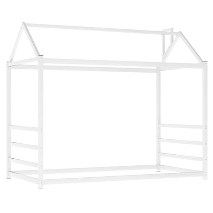 House Platform Bed with Chimney Roof – White