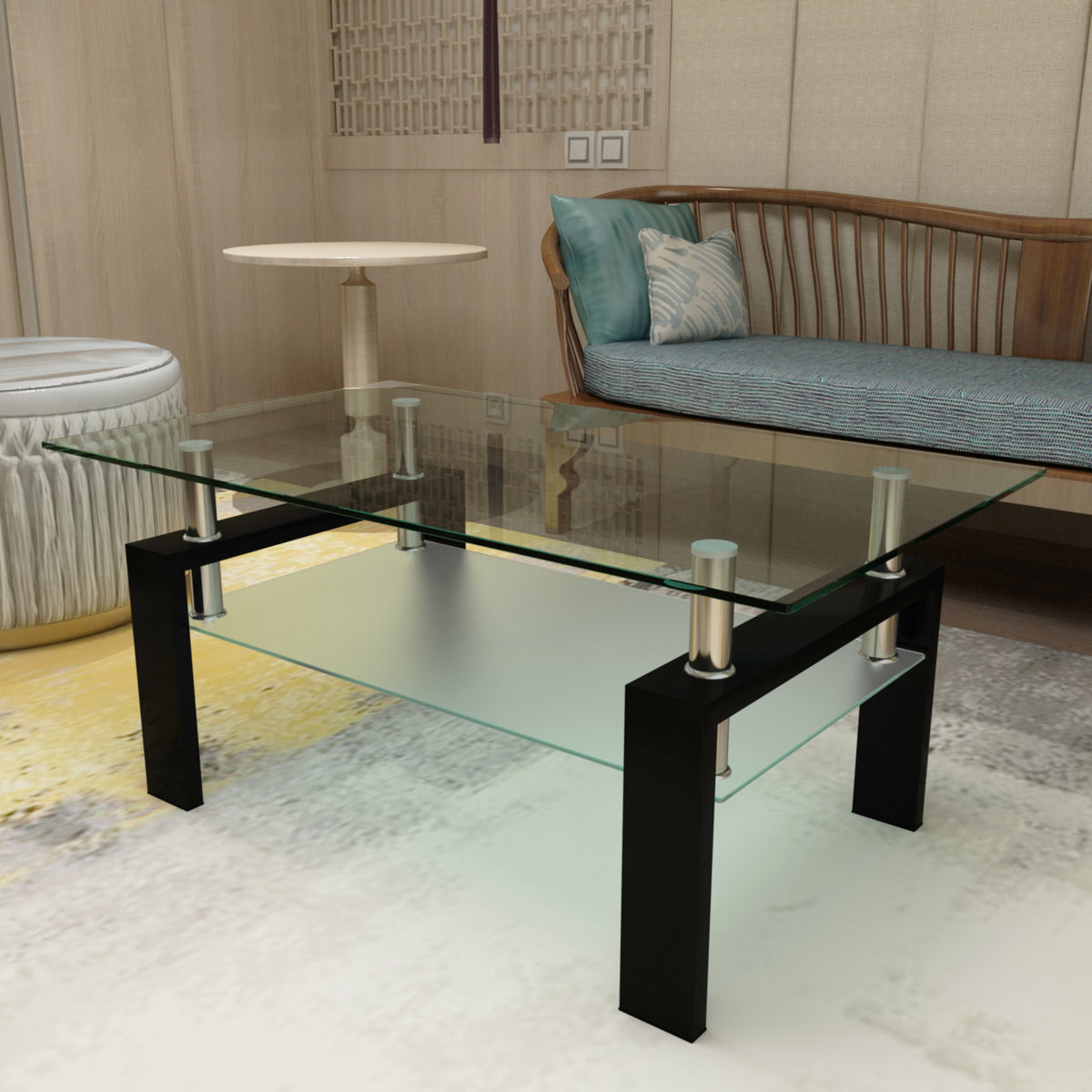 Rectangular Glass Coffee Table – Black