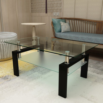 Rectangular Glass Coffee Table – Black