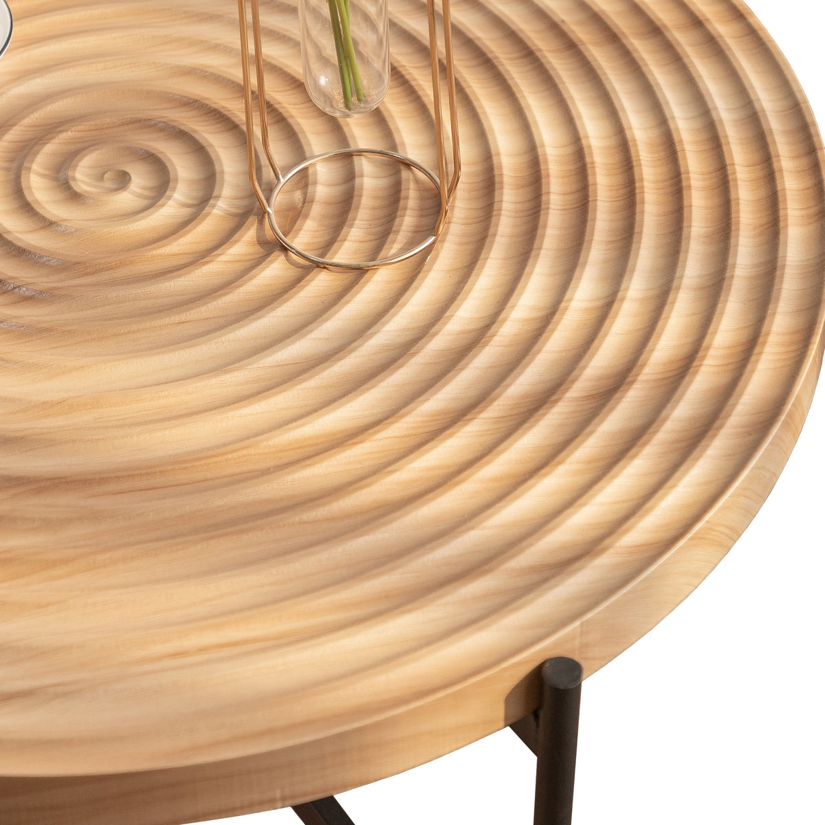 Thread Pattern Round Coffee Table Bronze