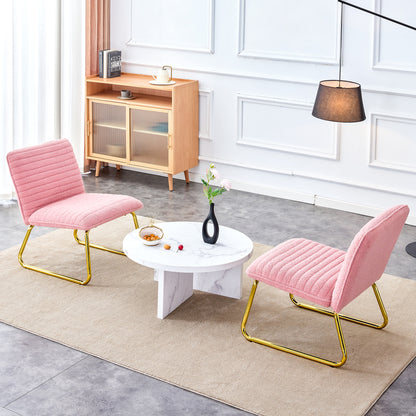 Blush Fabric Accent Chair – Gold Legs