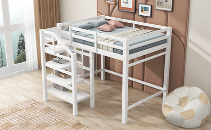 Full Loft Bed with Storage – White Finish