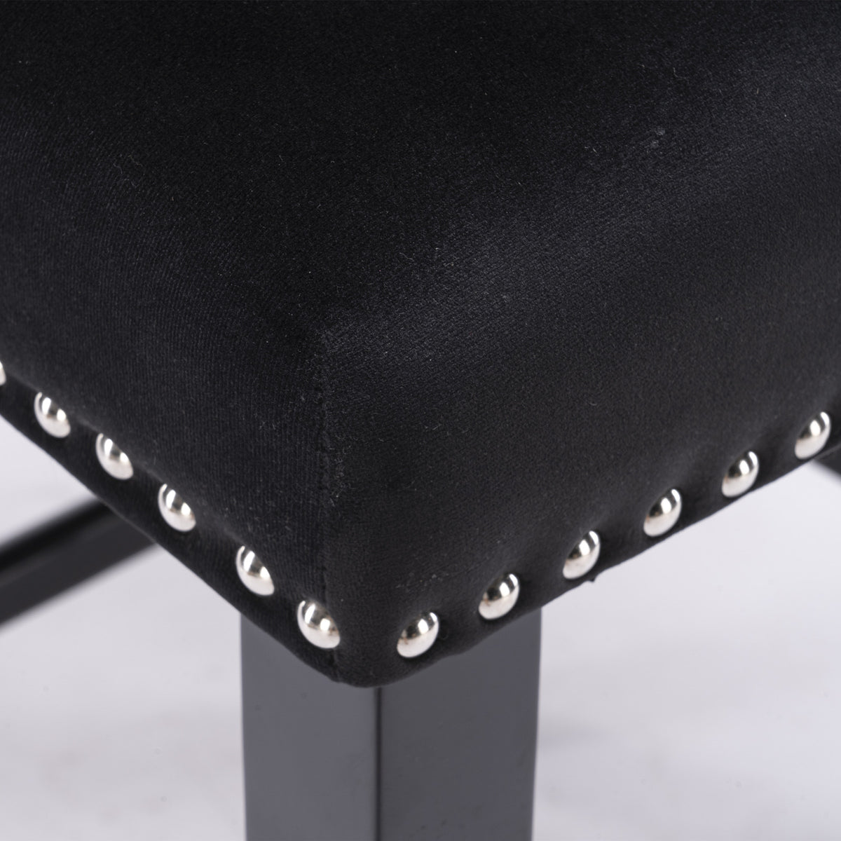Velvet Bar Stools Set of 2 Black
