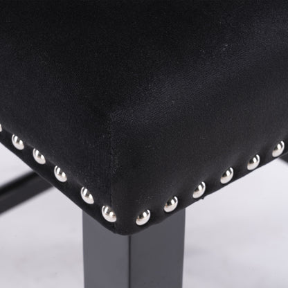 Velvet Bar Stools Set of 2 Black