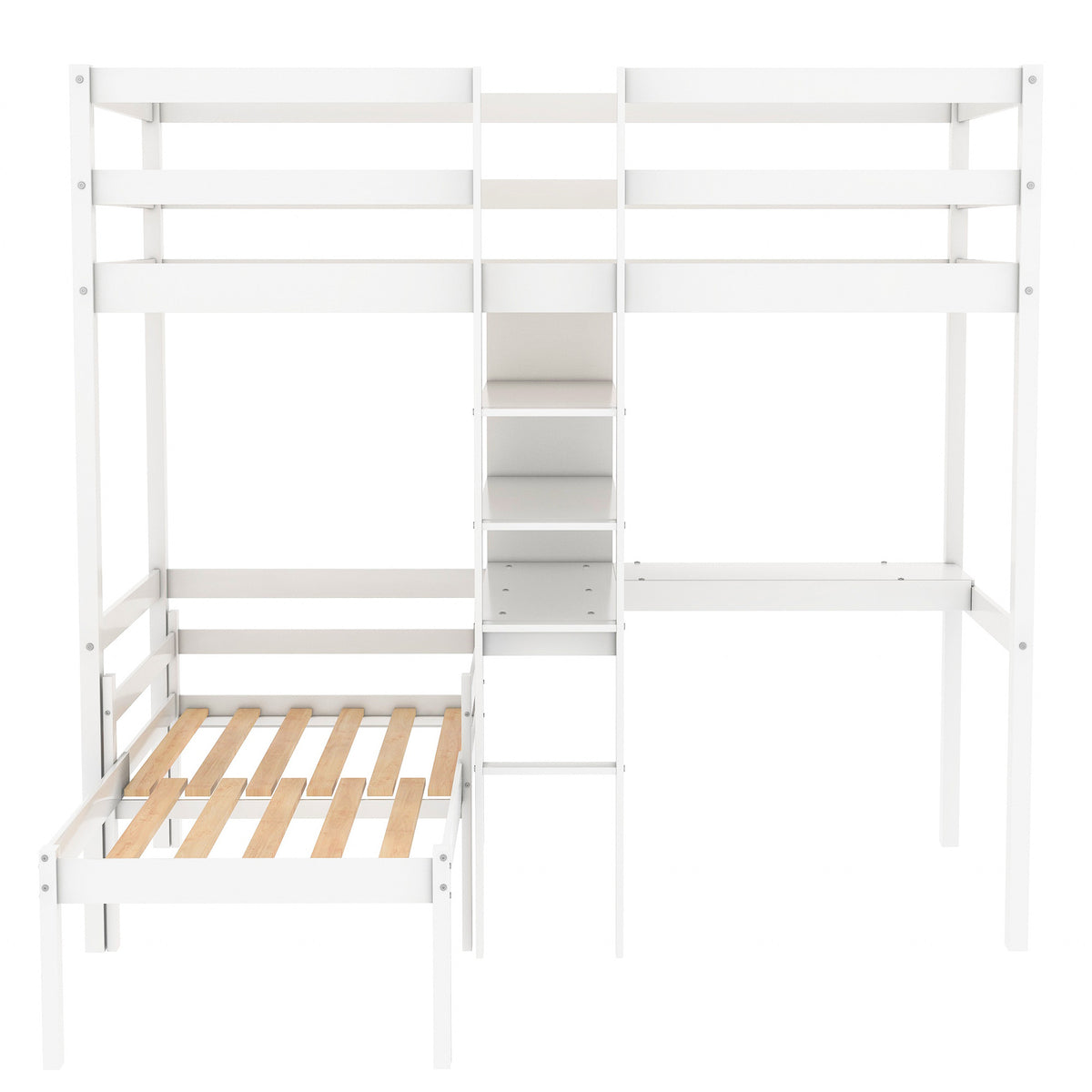 Convertible Loft Bunk Bed with Ladder White