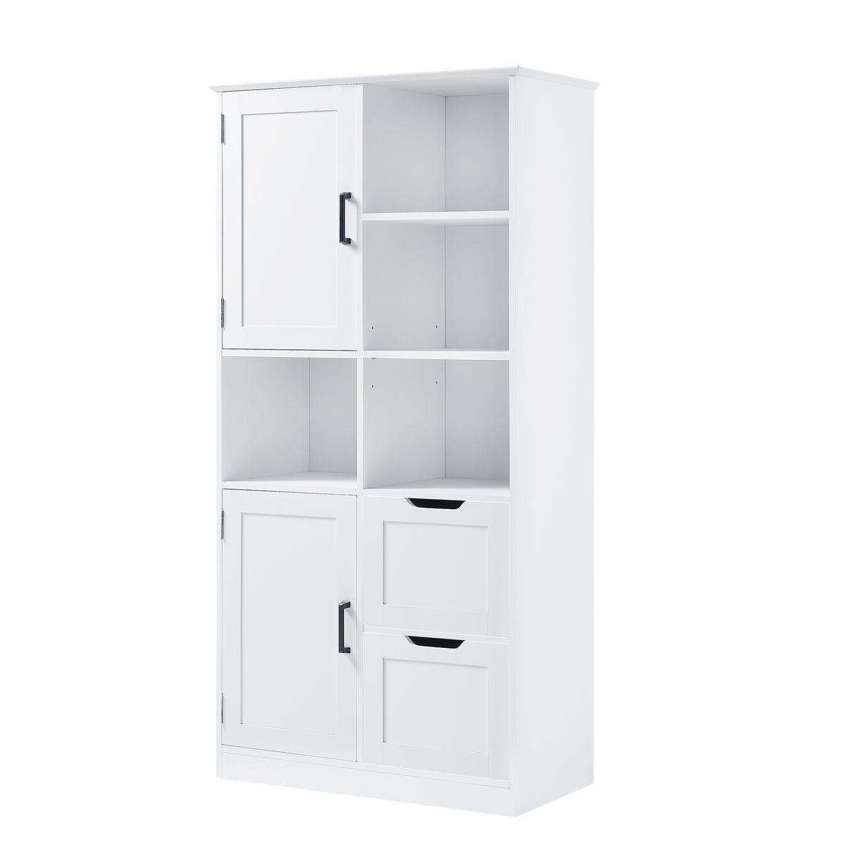 White Bathroom Storage Cabinet with Adjustable Doors