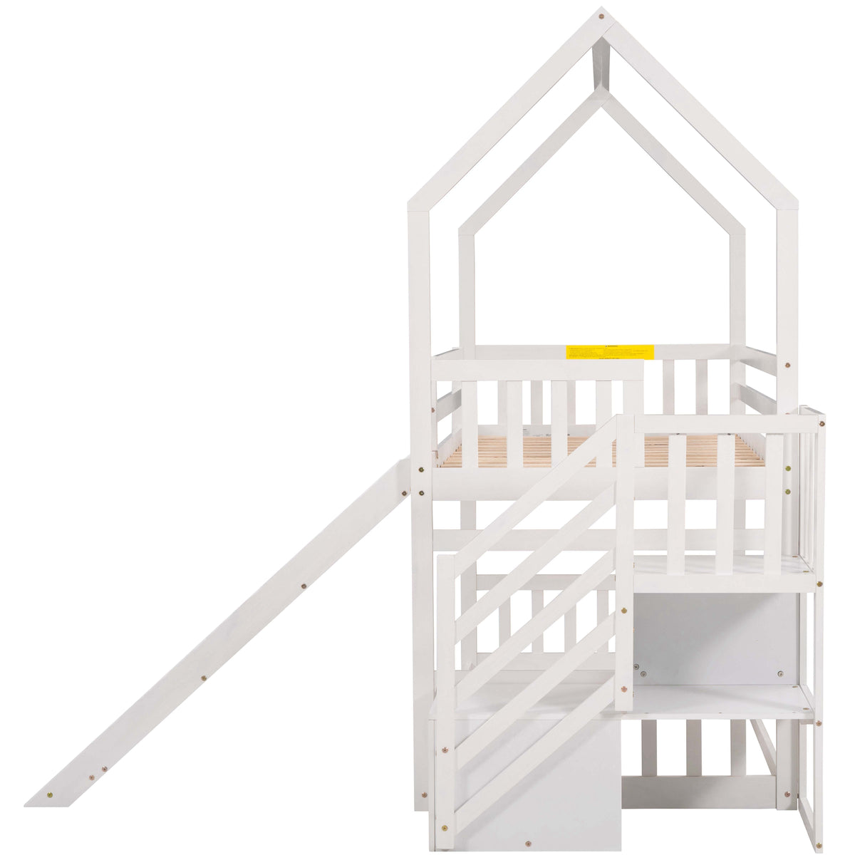Twin House Bunk Bed White