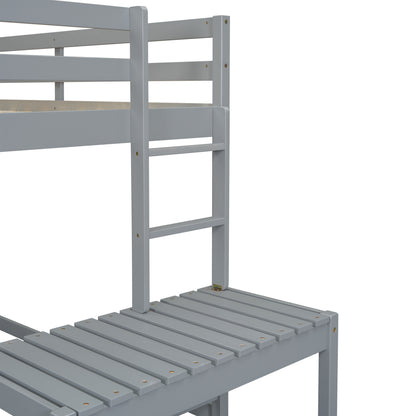 Twin Loft Bed with Ladder Gray