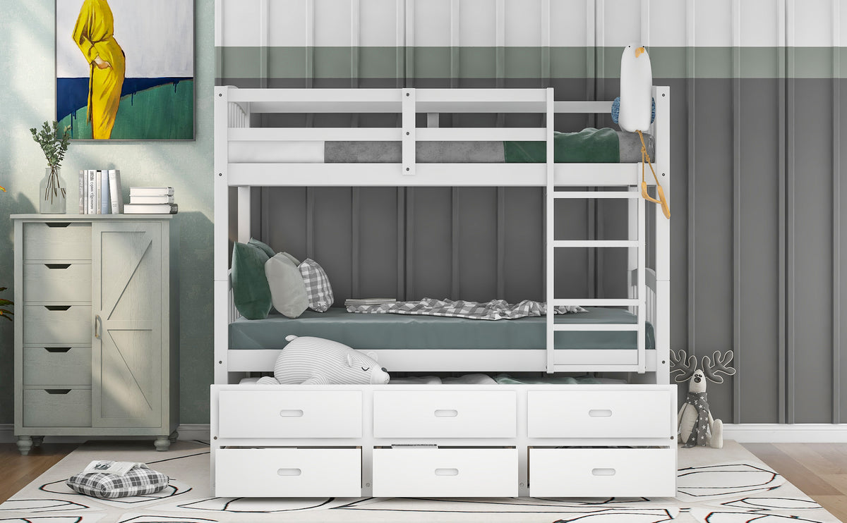 Twin Over Twin Bunk Bed White