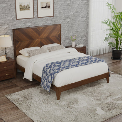Mid-Century Platform Bed King Walnut