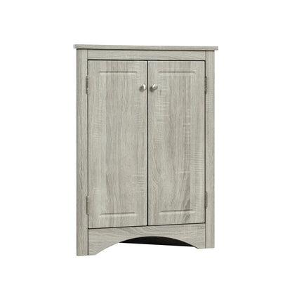 Oak Corner Bathroom Cabinet with Shelves