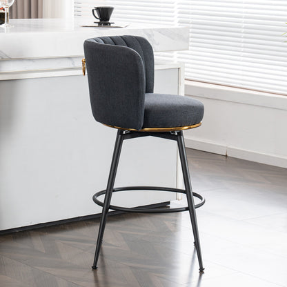 Adjustable Gray Bar Stool Set (2 pcs) – Modern Metal Base