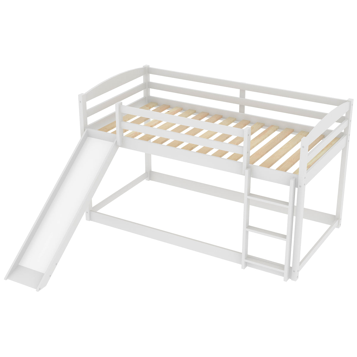 Twin Over Twin Bunk Bed with Slide White