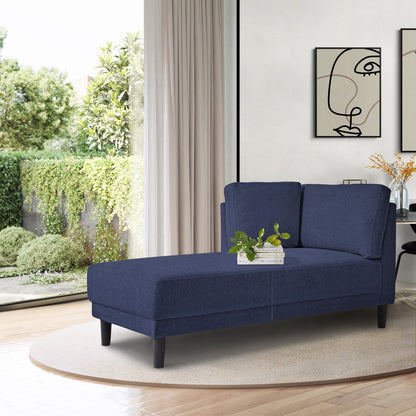 Mid-Century Linen Chaise Lounge – Blue