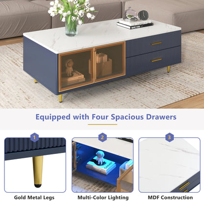 Navy Coffee Table Gold Legs