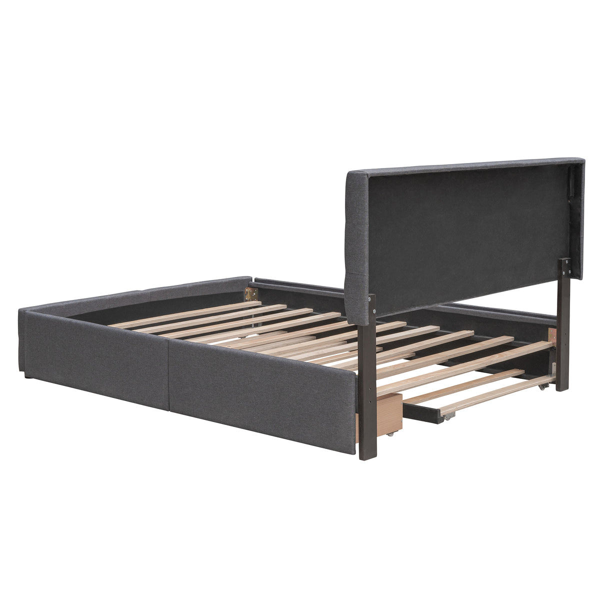 Upholstered Platform Bed Queen Dark Gray