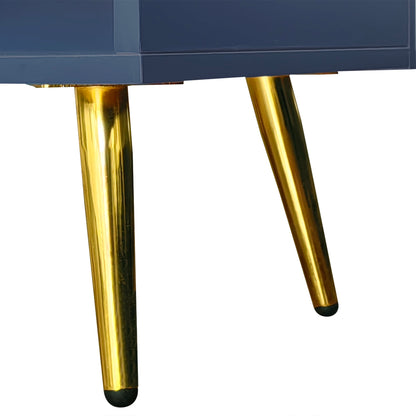 Modern Hidden Storage Bench Navy Upholstered Seat