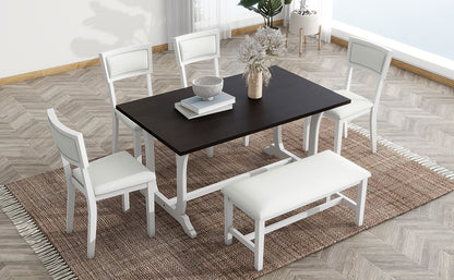 Topmax Farmhouse Dining Set (6 pcs) – White