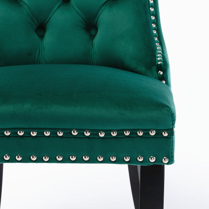 Nikki Tufted Linen Dining Chair Set (2 pcs) – Green