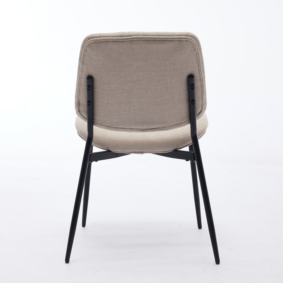 Beige 2-Piece Linen Dining Chair Set – Modern Retro Bentwood Back with Metal Legs