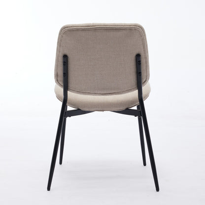 Beige 2-Piece Linen Dining Chair Set – Modern Retro Bentwood Back with Metal Legs