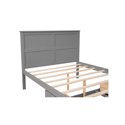 Full Platform Bed with Drawers – Gray Finish