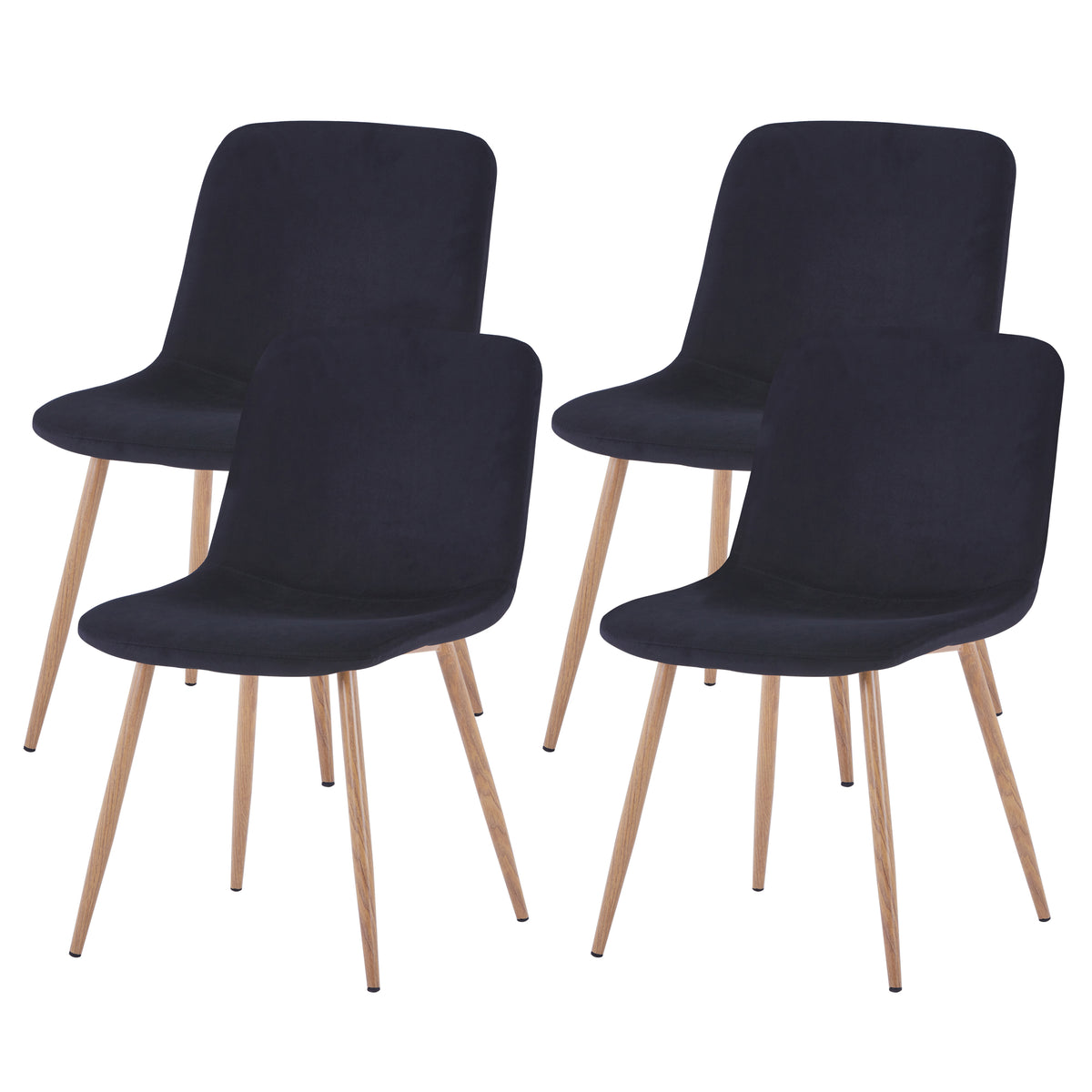 Set of 4 Black Dining Chairs Modern Design
