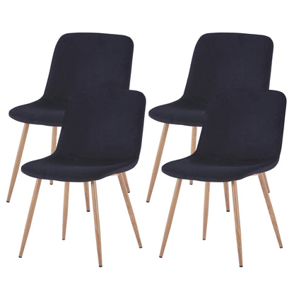 Set of 4 Black Dining Chairs Modern Design