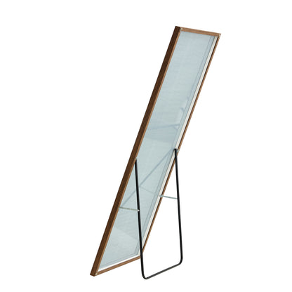 Brown Full-Length Floor Mirror Solid Wood Frame