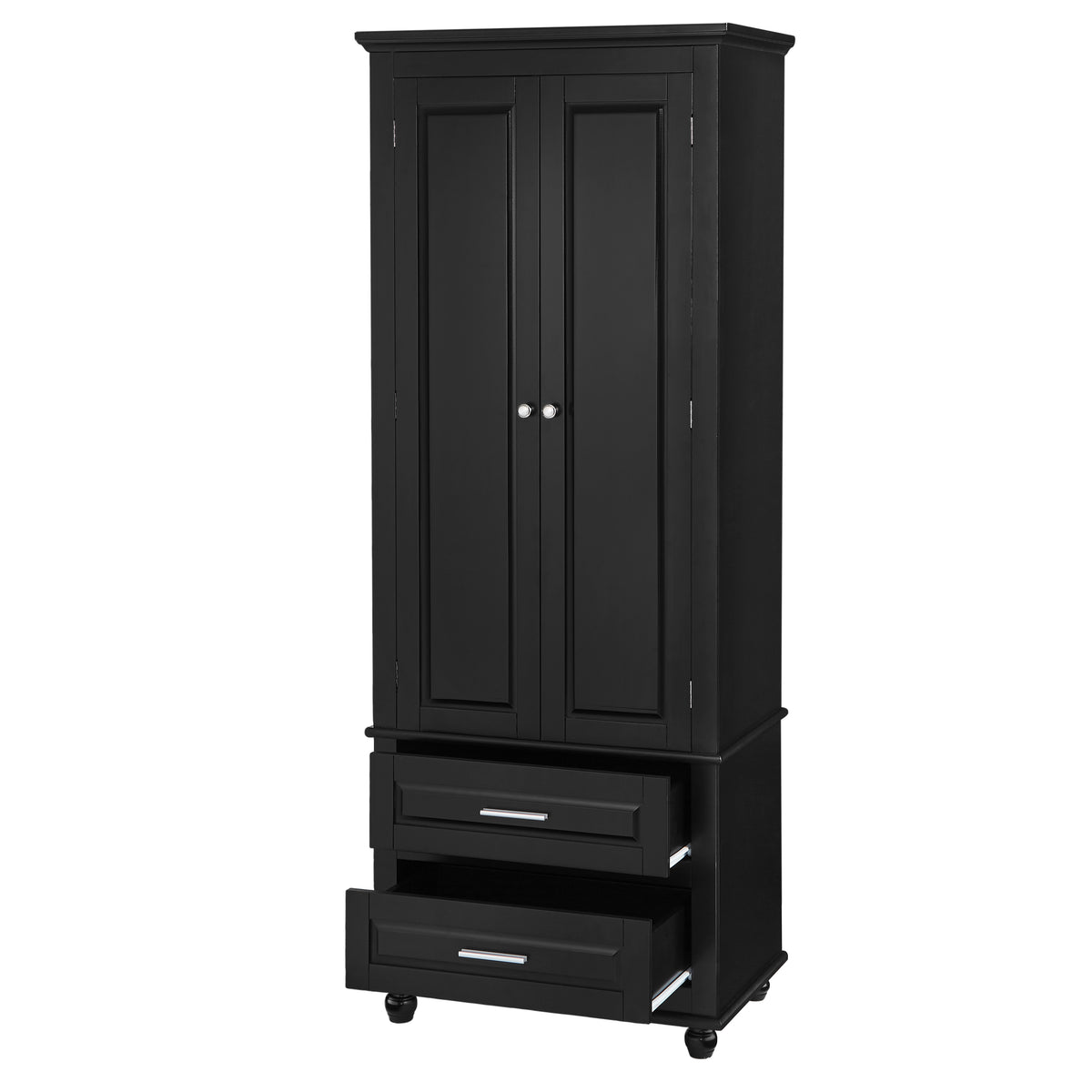 Tall Black Storage Cabinet with Drawers