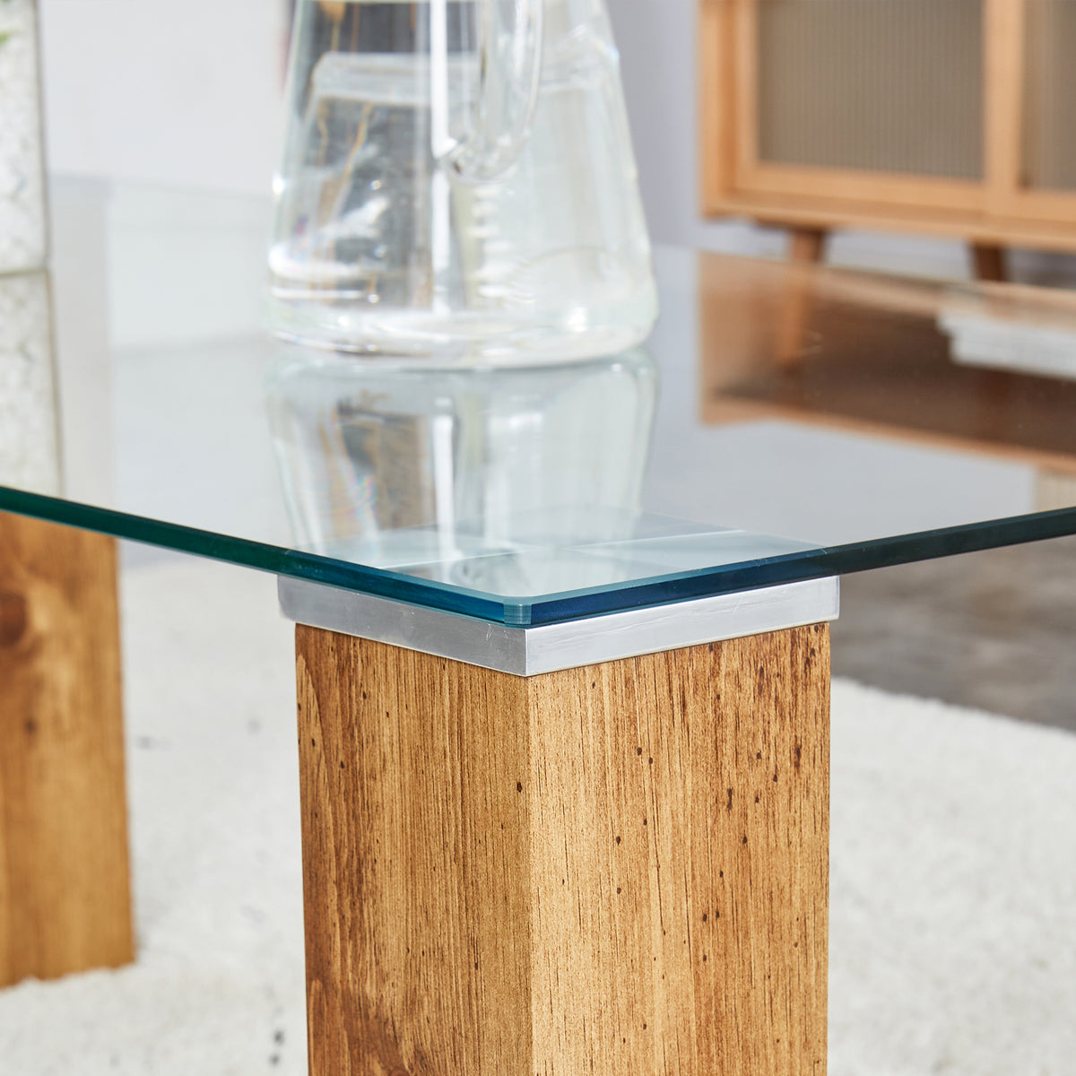Glass-Top Coffee Table Set of 2 Transparent