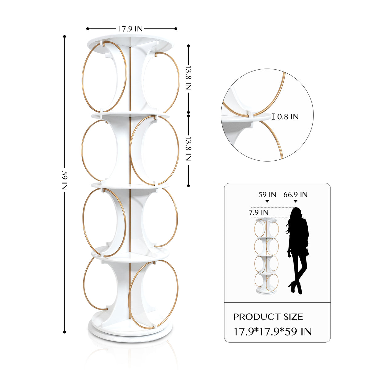 4-Layer Floor Display Shelf with 360° Rotation