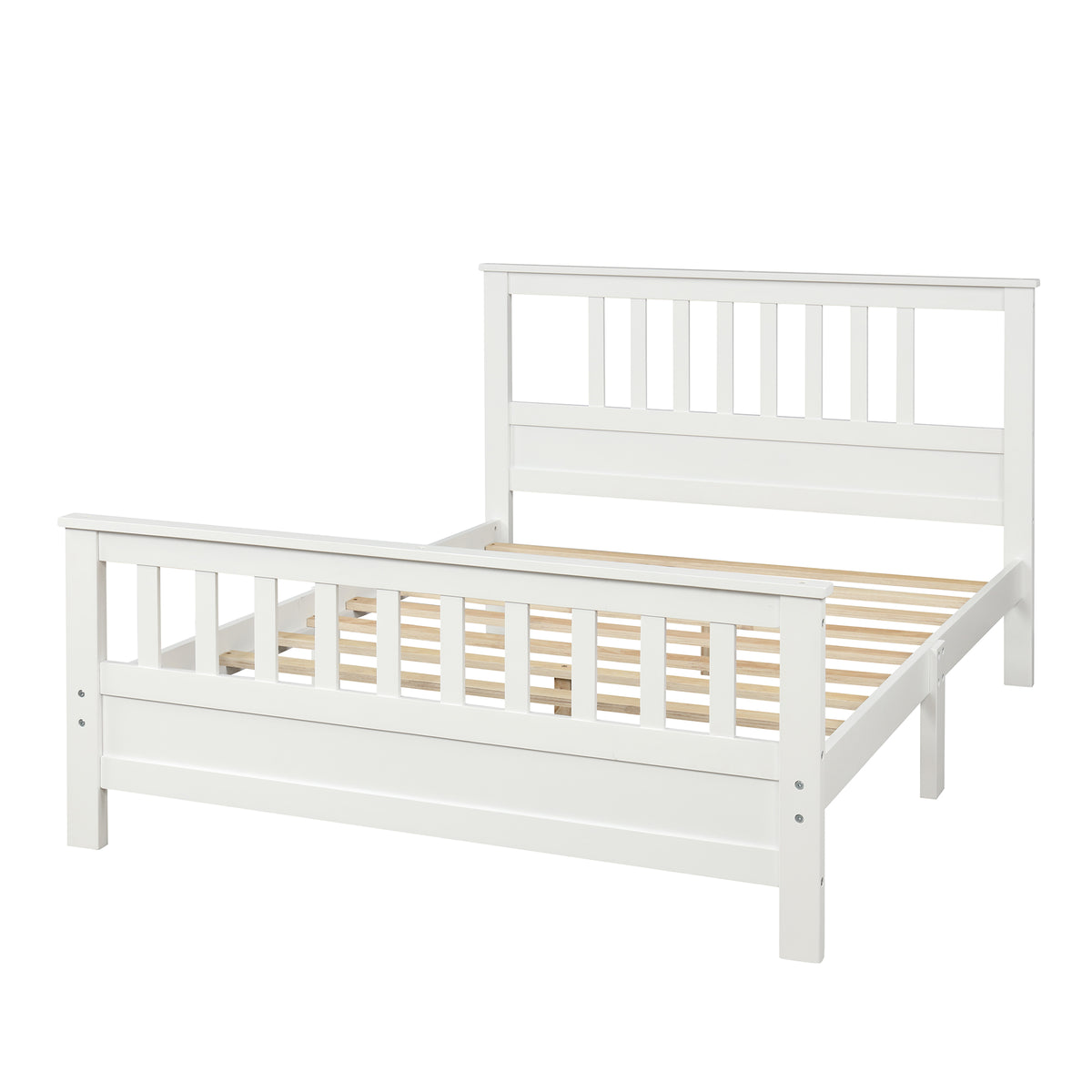 Wooden Platform Bed with Footboard White