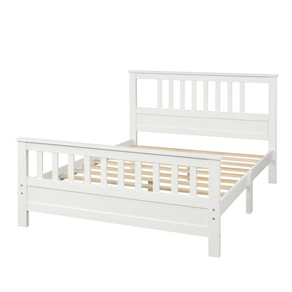 Wooden Platform Bed with Footboard White