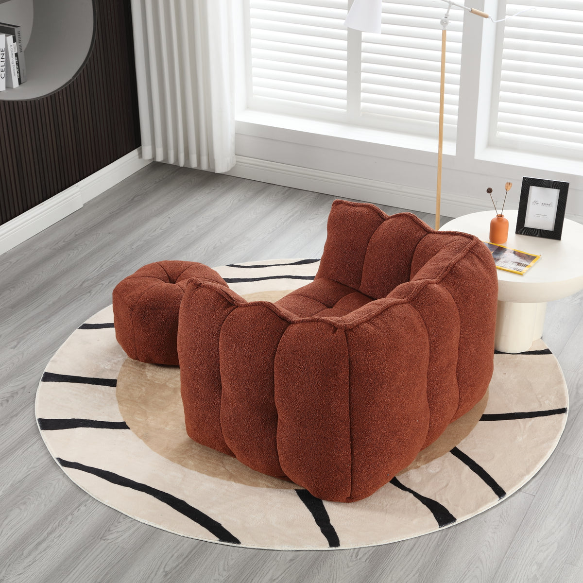 Bean Bag Chair with Footstool Gray