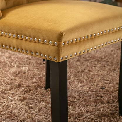 Tufted Velvet Dining Chair Set (2 pcs) – Gold