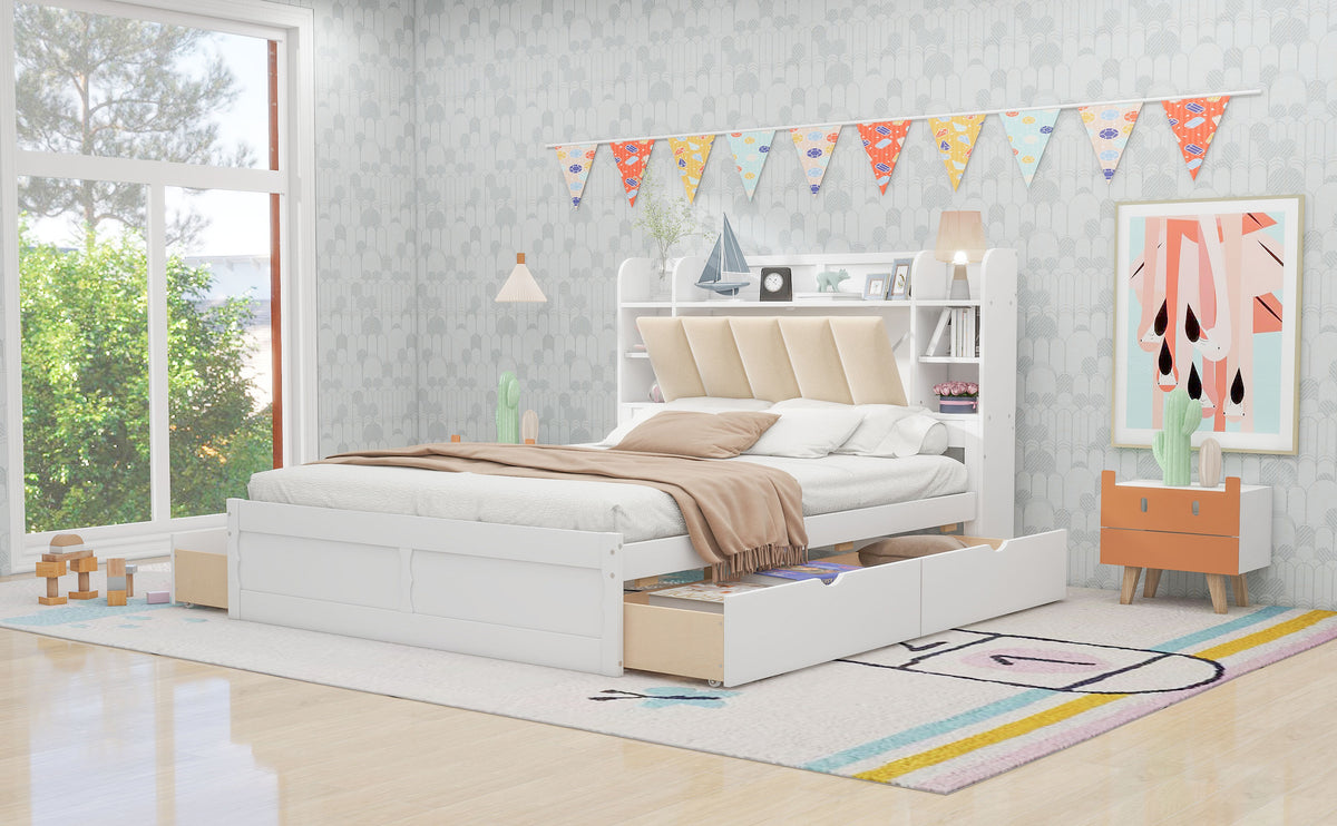 Wood Queen Platform Bed White