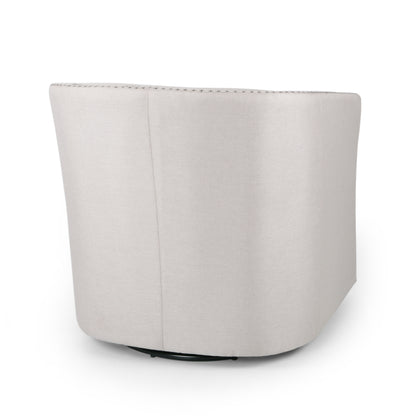 Modern Swivel Lounge Chair – Linen Beige