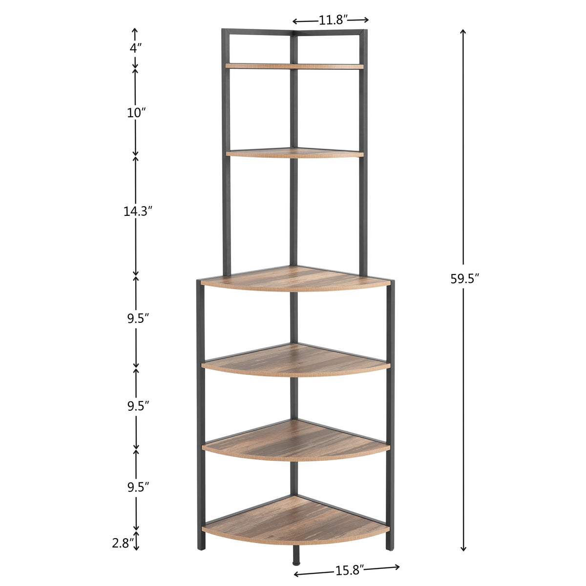 Tall Wooden Bookshelf Corner Storage Brown