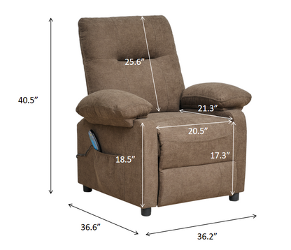 Heated Massage Recliner Chair Brown