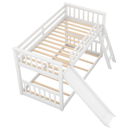 Twin Over Twin Bunk Bed with Slide White