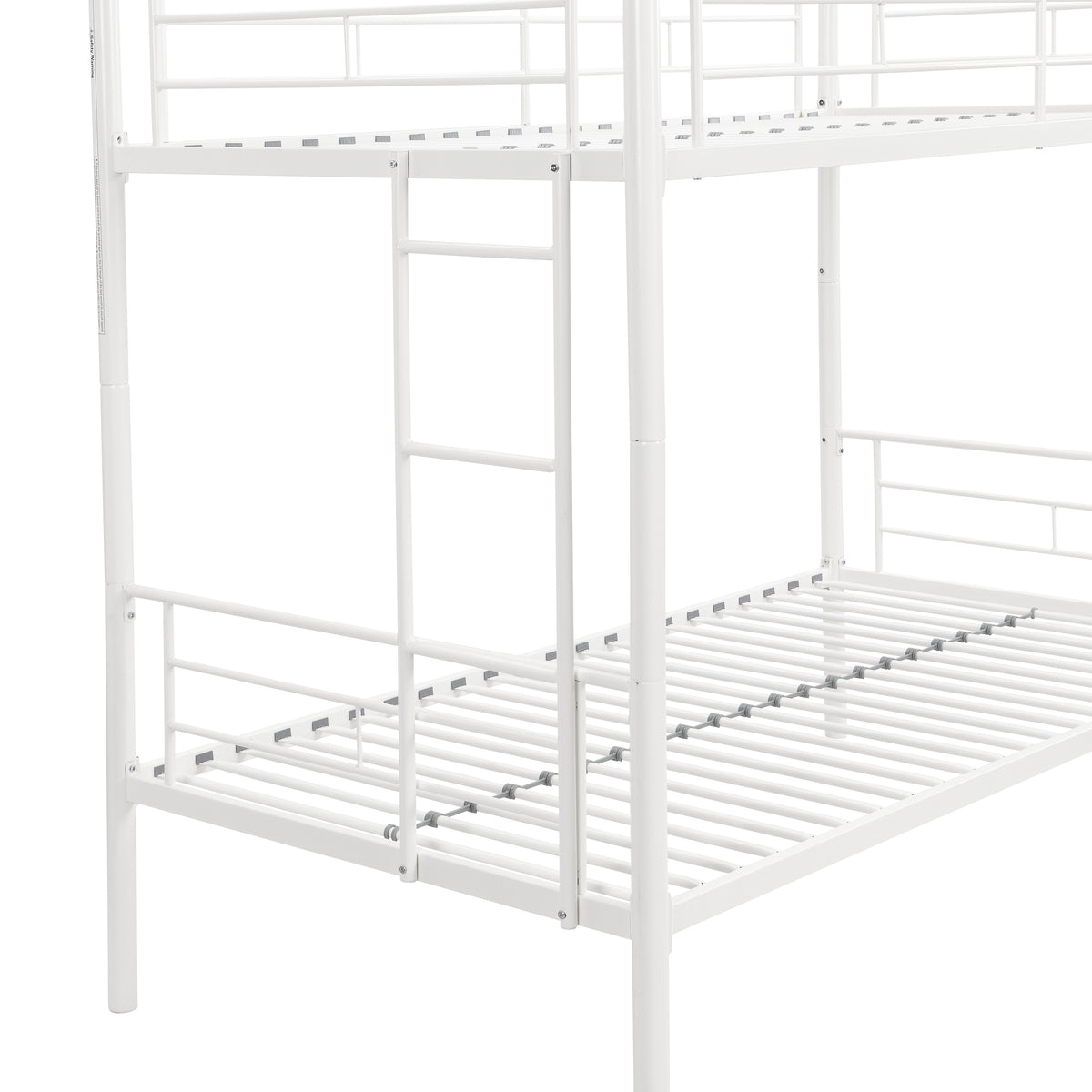 Twin Metal Bunk Bed with Safety Rail White
