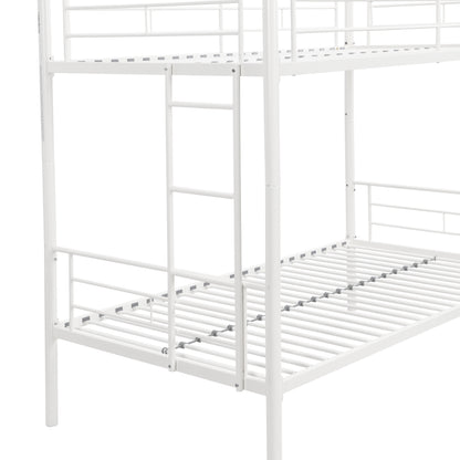 Twin Metal Bunk Bed with Safety Rail White