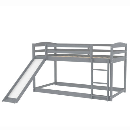 Twin Over Twin Bunk Bed with Slide Gray