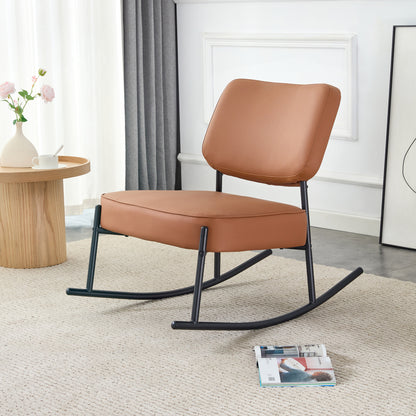 PU Leather Rocking Chair – Black Metal Legs