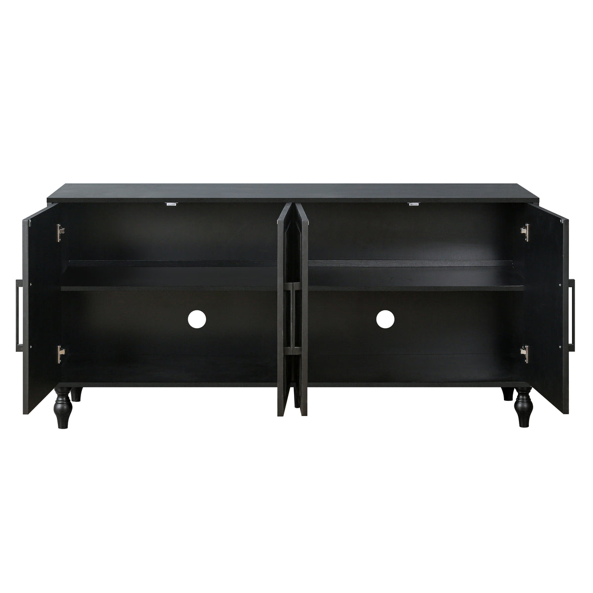 Carved Black Flower Door Storage Cabinet