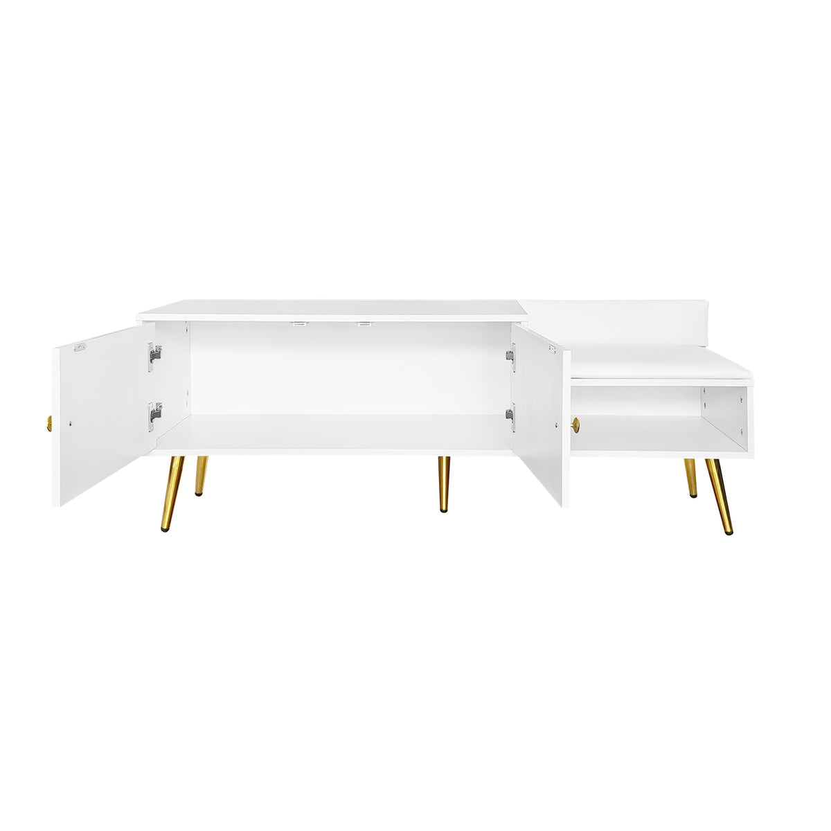 Modern White Shoe Storage Bench with Hidden Upholstered Seat