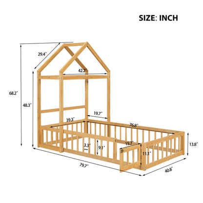 Twin Children’s Bed with Rack Natural