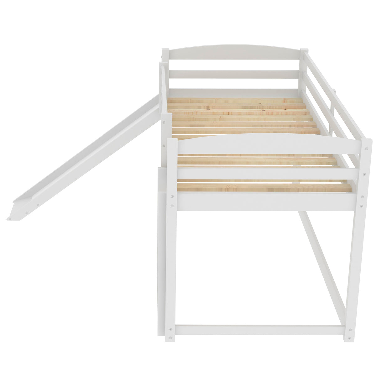 Twin Over Twin Bunk Bed with Slide White