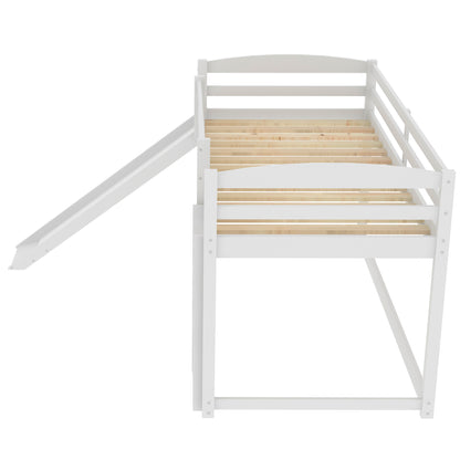 Twin Over Twin Bunk Bed with Slide White